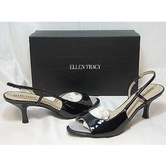 ELLEN TRACY Women's Simone Slingback-Black Patent - Picture 1 of 1